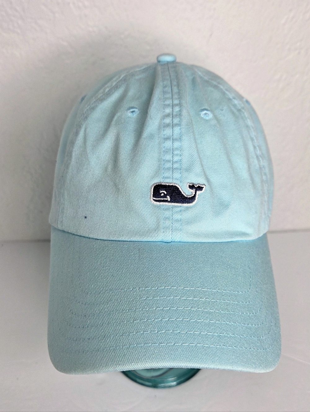 Vineyard Vines Light Blue Cap w Embroidered Dark Blue Whale Logo, 100% Cotton